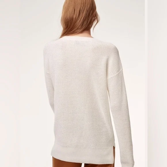 Aritzia Wilfred Isabelli 100% Wool Waffle Knit White/Cream Sweater Size XS - Picture 3 of 13